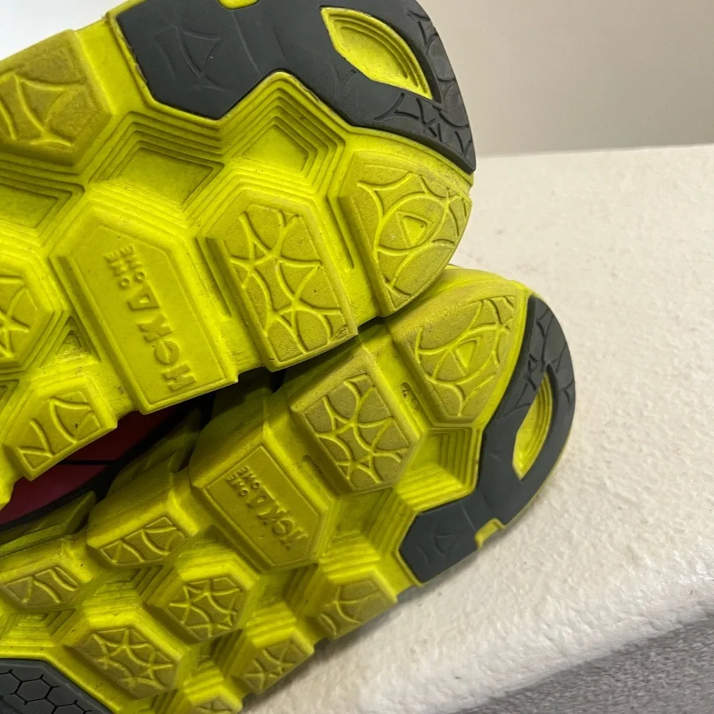 Hoka One‎ One Red Yellow Black Womens Running Shoe Size 10.5 - Picture 12 of 12